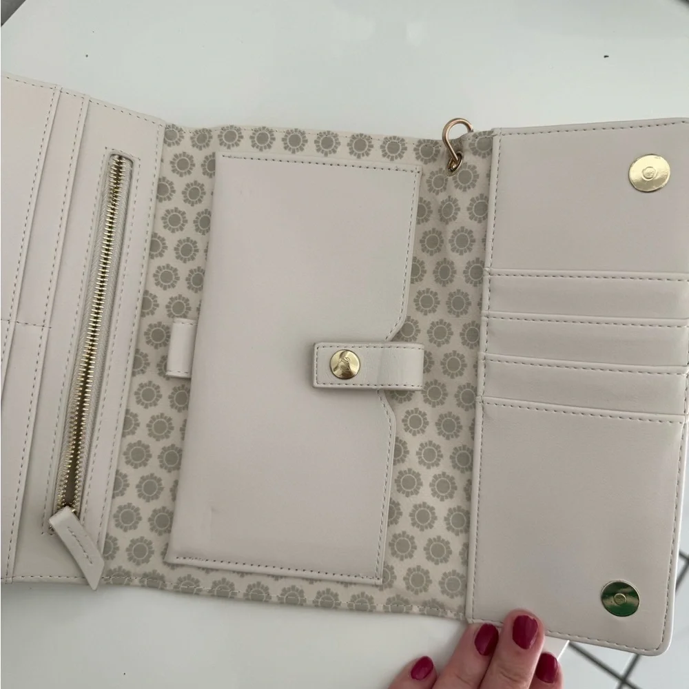 Swarovski Cream Wristlet Clutch with Gold Hardware